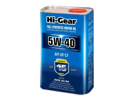 Масло Моторное «Hi-Gear» 5W-40, SP/CF, A3/B4, Синтетическое, 1л (ЧЗ) (HG0540)