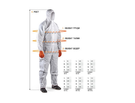 Комбинезон Малярный «Jeta Safety» Ninja JPC-75BL Многоразовый c Капюшоном, Антистатический, Полиэфир 55г/м2, XL (JPC75BL/XL)