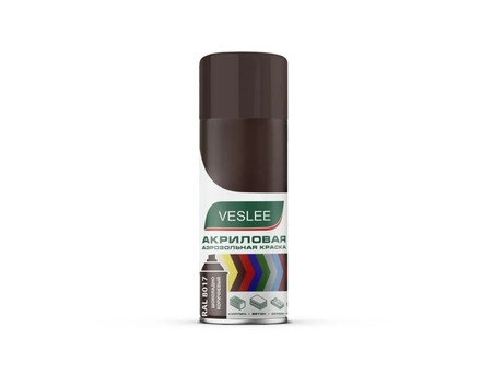 Аэрозольная Краска «Veslee» Spray Acryl Paint Акриловая, RAL 8017 Шоколадно-Коричневая, 520мл
