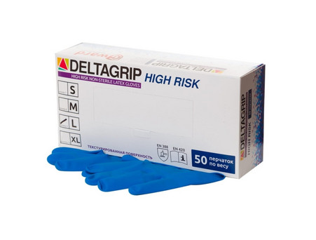Латексные Перчатки «Gward» Deltagrip High Risk, Неопудренные, Синие, L