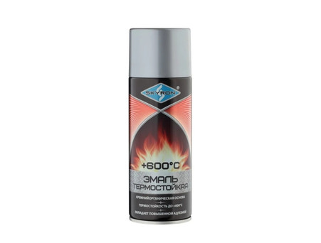 Аэрозольная Краска «Skyron» Термостойкая 600°С, Серебристая, 520мл (SR-53002)