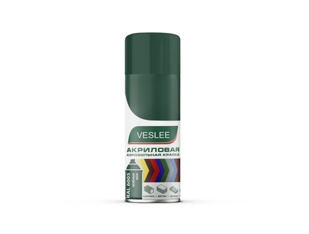 Аэрозольная Краска «Veslee» Spray Acryl Paint Акриловая, RAL 6005 Зеленый Мох, 520мл