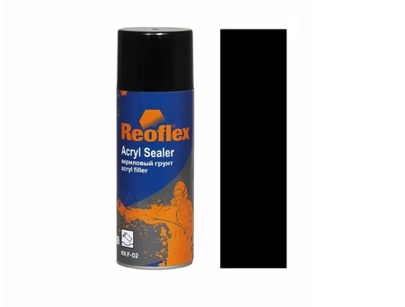 Аэрозольный Акриловый Грунт «Reoflex» 1к RX F-02 Acryl Sealer Spray, Черный, 520мл