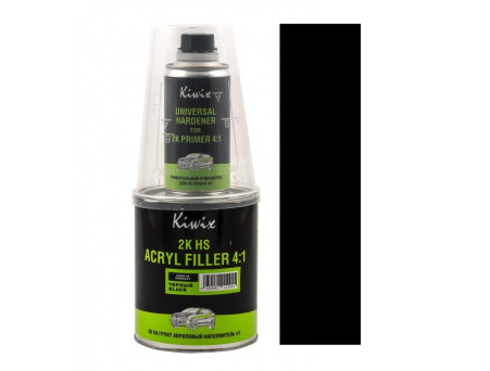Грунт Акриловый «Kiwix» 2К HS 4:1 с Отвердителем, Черный, 800мл (KW2103)