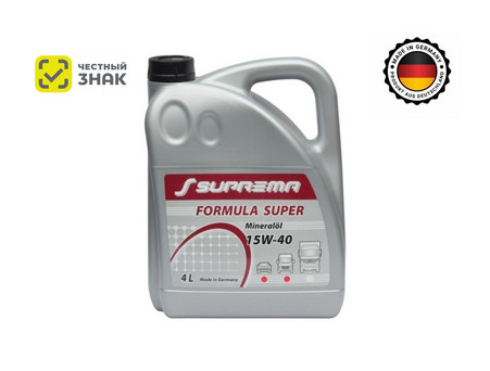 Масло Моторное «Suprema» Formula Super 15W-40, Минеральное, 4л (ЧЗ)